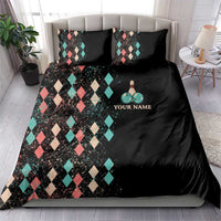 Custom Bowling Balls Bedding Set with Does This Shirt Make My Balls Look Big Quote and Retro Argyle Pattern - Wonder Print Shop