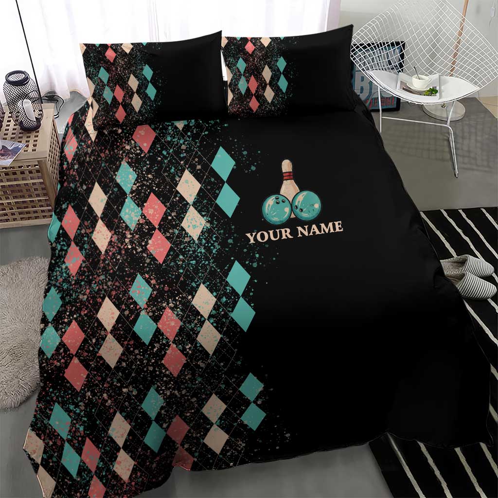 Custom Bowling Balls Bedding Set with Does This Shirt Make My Balls Look Big Quote and Retro Argyle Pattern - Wonder Print Shop
