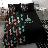 Custom Bowling Balls Bedding Set with Does This Shirt Make My Balls Look Big Quote and Retro Argyle Pattern - Wonder Print Shop