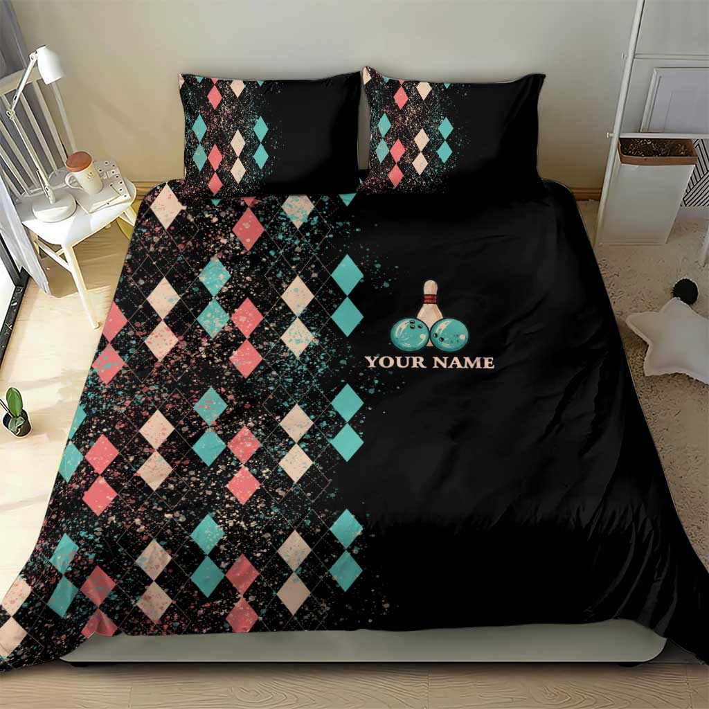 Custom Bowling Balls Bedding Set with Does This Shirt Make My Balls Look Big Quote and Retro Argyle Pattern - Wonder Print Shop