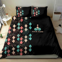 Custom Bowling Balls Bedding Set with Does This Shirt Make My Balls Look Big Quote and Retro Argyle Pattern - Wonder Print Shop