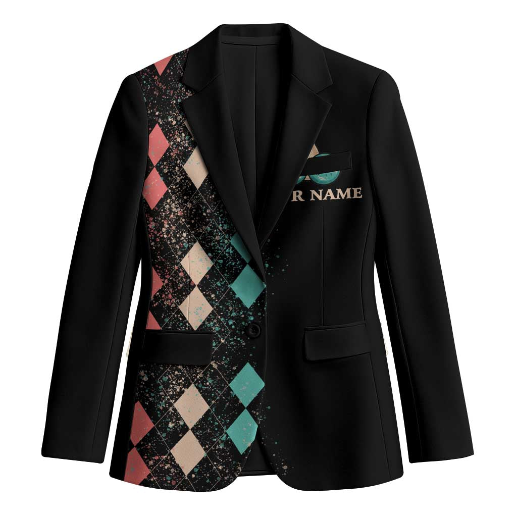 Custom Bowling Balls Blazer with Does This Shirt Make My Balls Look Big Quote and Retro Argyle Pattern - Wonder Print Shop