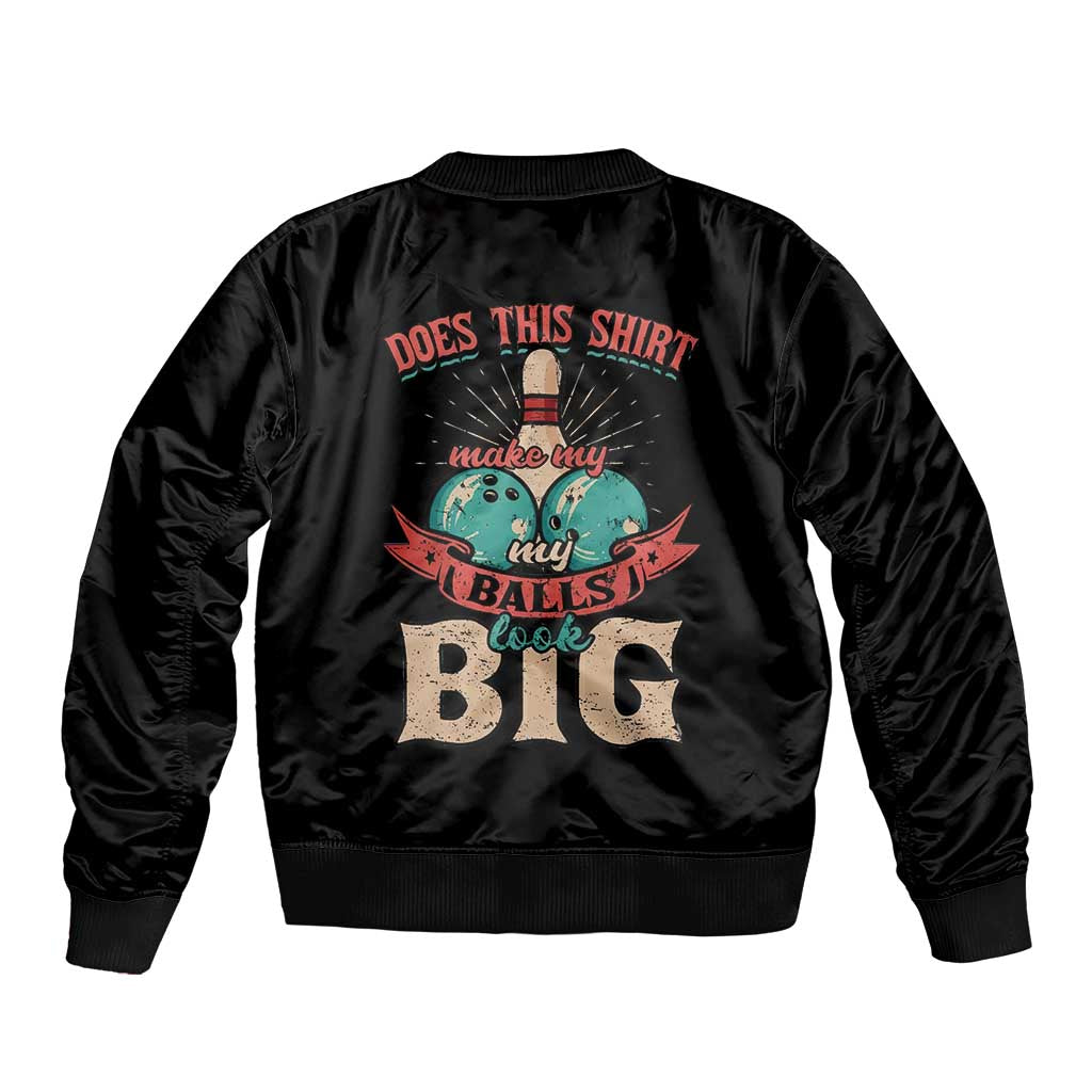 Custom Bowling Balls Bomber Jacket with Does This Shirt Make My Balls Look Big Quote and Retro Argyle Pattern - Wonder Print Shop