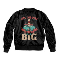 Custom Bowling Balls Bomber Jacket with Does This Shirt Make My Balls Look Big Quote and Retro Argyle Pattern - Wonder Print Shop