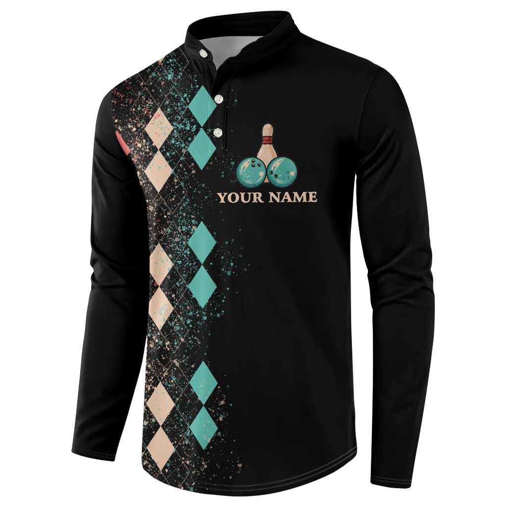 Custom Bowling Balls Button Sweatshirt with Does This Shirt Make My Balls Look Big Quote and Retro Argyle Pattern - Wonder Print Shop