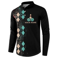 Custom Bowling Balls Button Sweatshirt with Does This Shirt Make My Balls Look Big Quote and Retro Argyle Pattern - Wonder Print Shop