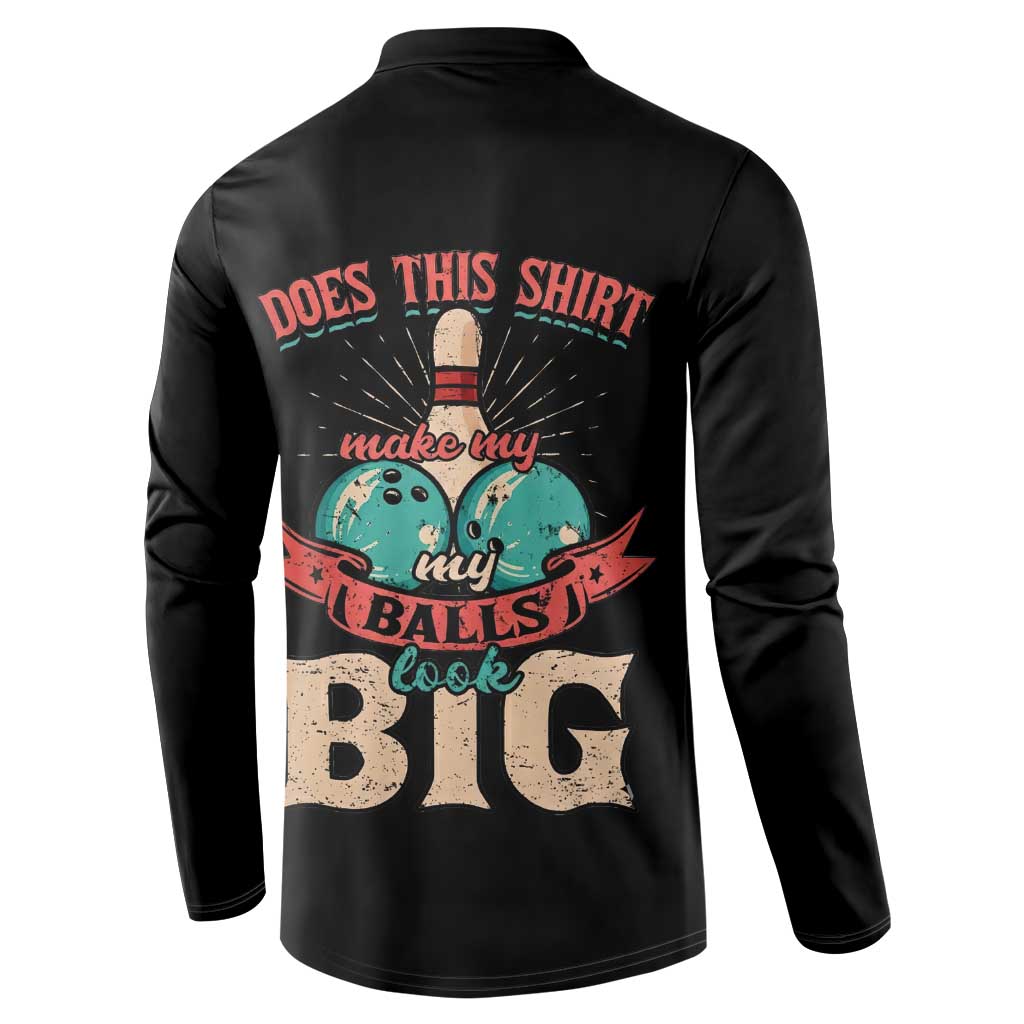 Custom Bowling Balls Button Sweatshirt with Does This Shirt Make My Balls Look Big Quote and Retro Argyle Pattern - Wonder Print Shop