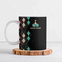 Custom Bowling Balls Ceramic Mug with Does This Shirt Make My Balls Look Big Quote and Retro Argyle Pattern - Wonder Print Shop