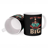 Custom Bowling Balls Ceramic Mug with Does This Shirt Make My Balls Look Big Quote and Retro Argyle Pattern - Wonder Print Shop