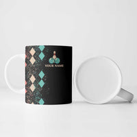 Custom Bowling Balls Ceramic Mug with Does This Shirt Make My Balls Look Big Quote and Retro Argyle Pattern - Wonder Print Shop