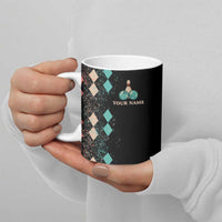 Custom Bowling Balls Ceramic Mug with Does This Shirt Make My Balls Look Big Quote and Retro Argyle Pattern - Wonder Print Shop