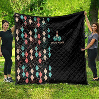 Custom Bowling Balls Quilt with Does This Shirt Make My Balls Look Big Quote and Retro Argyle Pattern - Wonder Print Shop