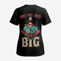 Custom Bowling Balls Scrub Top with Does This Shirt Make My Balls Look Big Quote and Retro Argyle Pattern - Wonder Print Shop