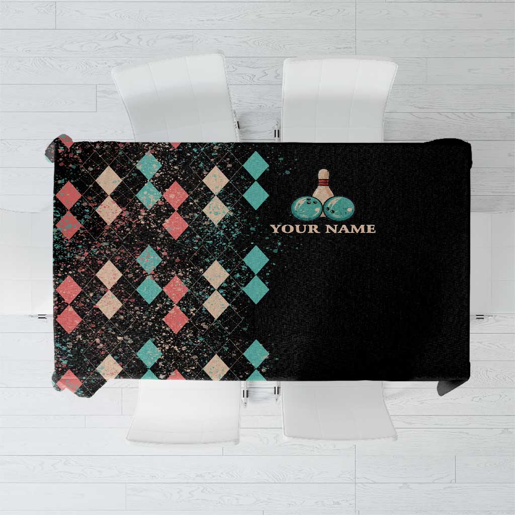 Custom Bowling Balls Tablecloth with Does This Shirt Make My Balls Look Big Quote and Retro Argyle Pattern - Wonder Print Shop