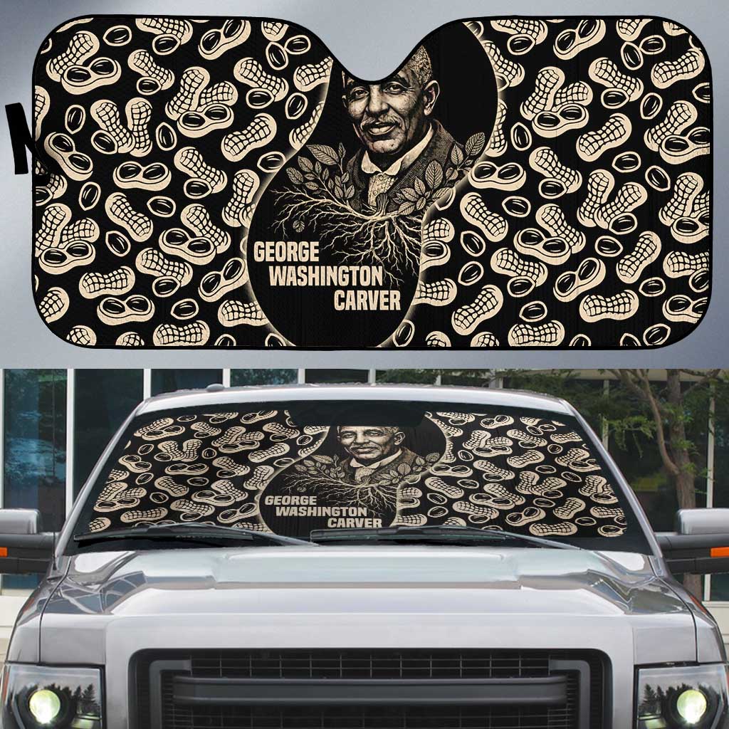 George Washington Carver Auto Sun Shade Peanut From Soil Comes Knowledge Quote and Agricultural Roots - Wonder Print Shop
