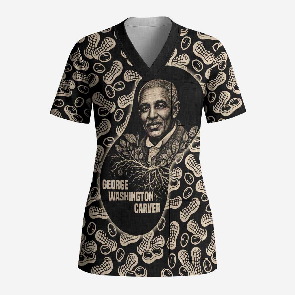 George Washington Carver Scrub Top Peanut From Soil Comes Knowledge Quote and Agricultural Roots - Wonder Print Shop