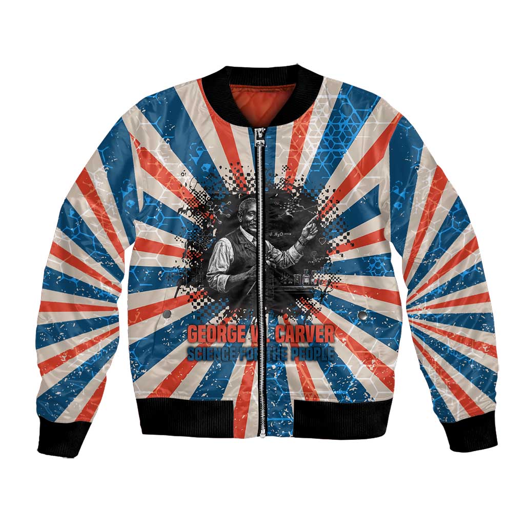 George Washington Carver Bomber Jacket with Science Teaching Scene, Education Is the Key Quote - Wonder Print Shop
