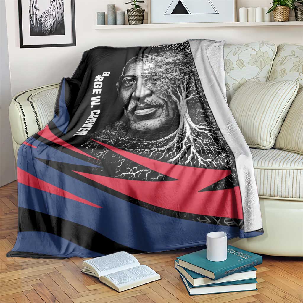 George Washington Carver Blanket with Tree Portrait Illustration, Nature Is the Greatest Teacher Quote - Wonder Print Shop