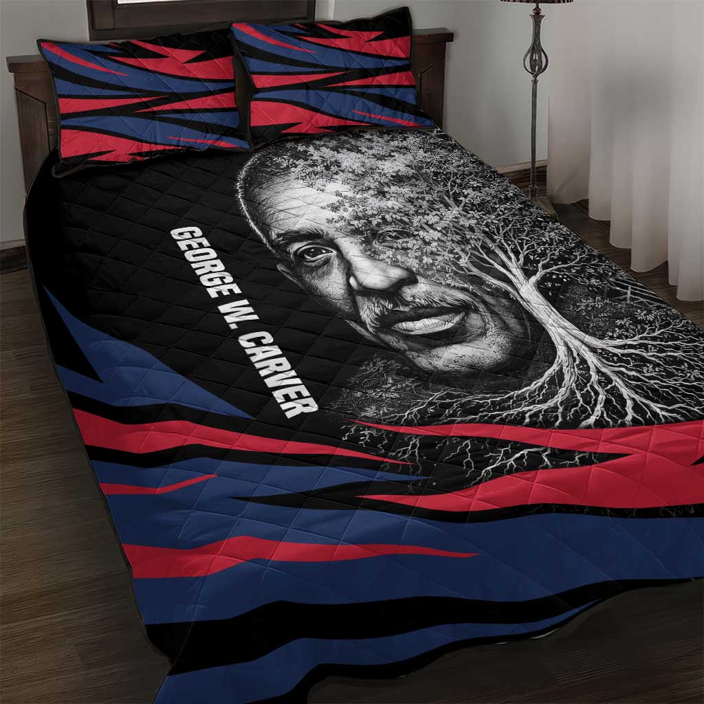 George Washington Carver Quilt Bed Set with Tree Portrait Illustration, Nature Is the Greatest Teacher Quote - Wonder Print Shop