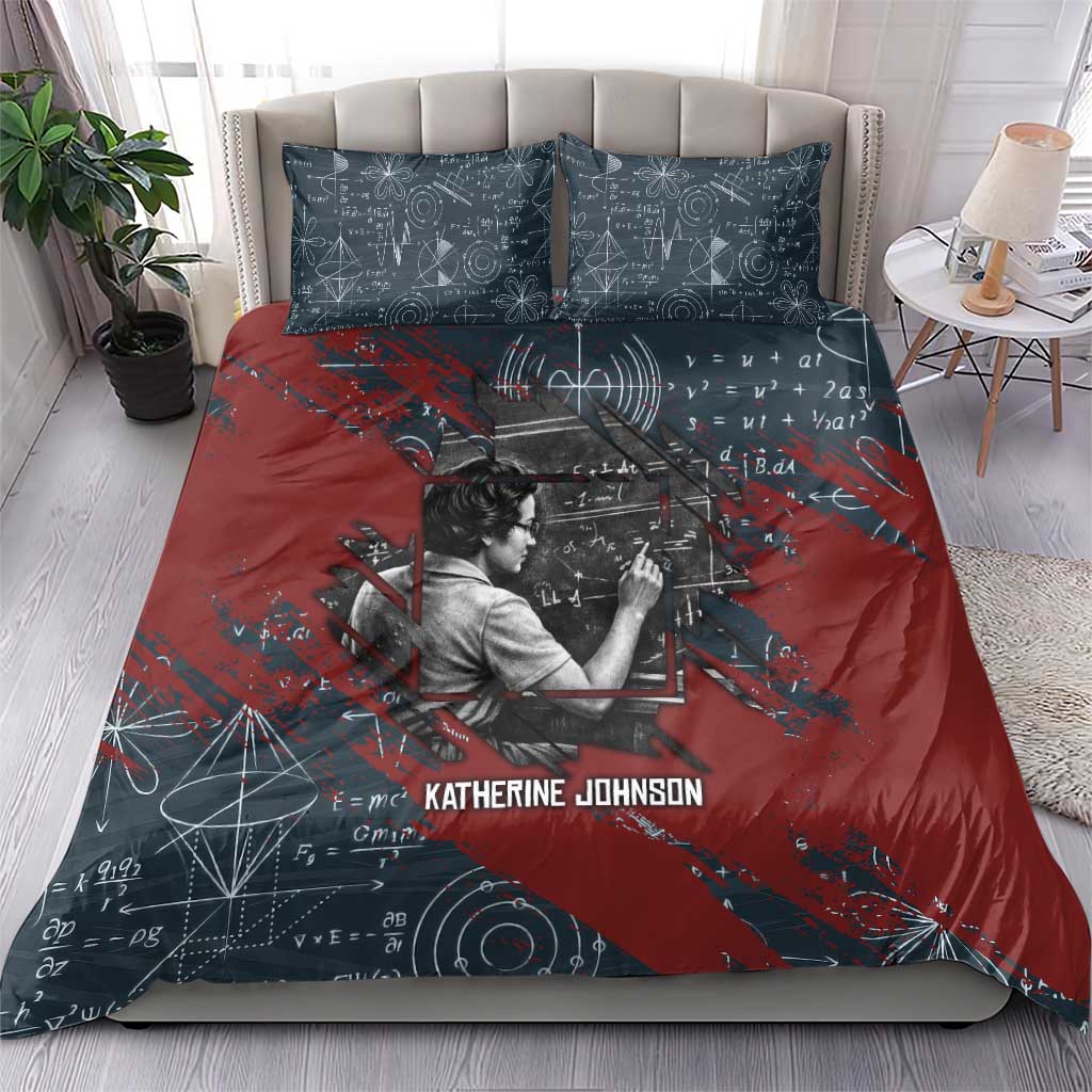 Katherine Johnson Bedding Set with Chalkboard Math Scene, Verify the Numbers Quote and Space Orbit - Wonder Print Shop