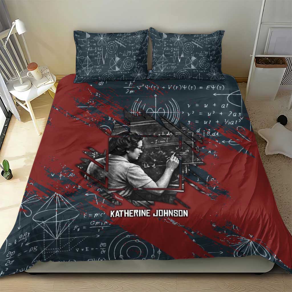 Katherine Johnson Bedding Set with Chalkboard Math Scene, Verify the Numbers Quote and Space Orbit - Wonder Print Shop