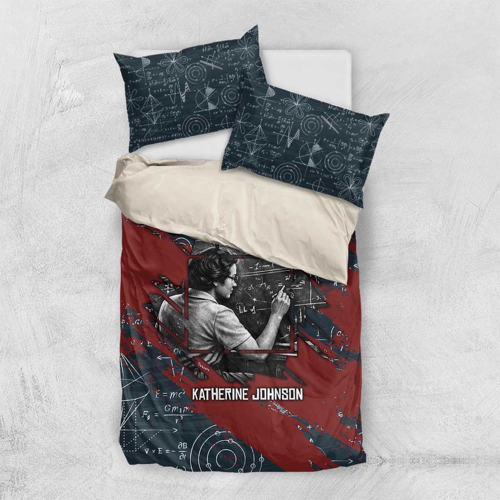 Katherine Johnson Bedding Set with Chalkboard Math Scene, Verify the Numbers Quote and Space Orbit - Wonder Print Shop