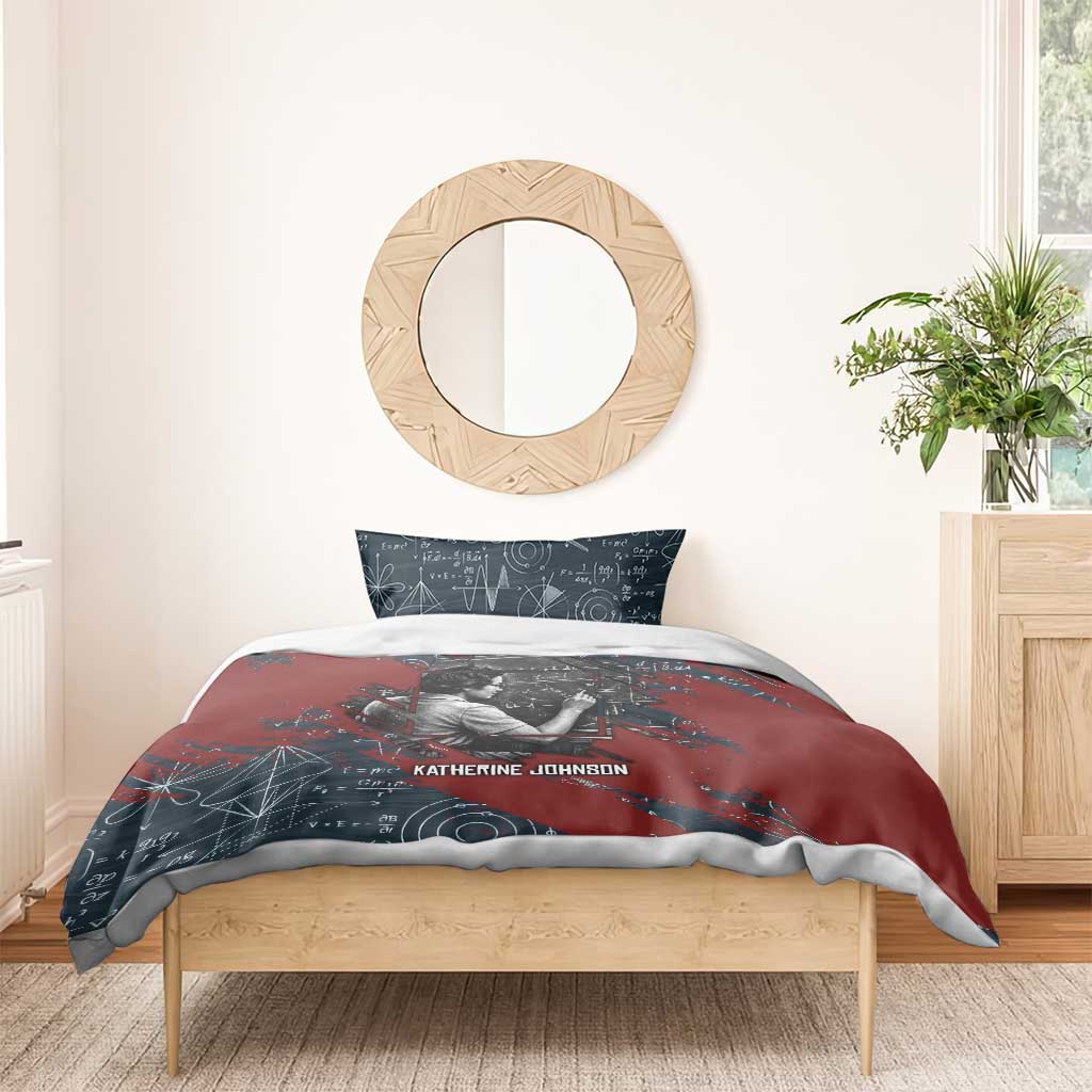 Katherine Johnson Bedding Set with Chalkboard Math Scene, Verify the Numbers Quote and Space Orbit - Wonder Print Shop