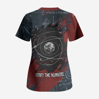 Katherine Johnson Scrub Top with Chalkboard Math Scene, Verify the Numbers Quote and Space Orbit - Wonder Print Shop