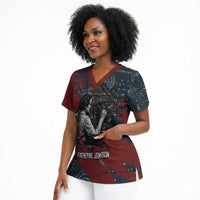 Katherine Johnson Scrub Top with Chalkboard Math Scene, Verify the Numbers Quote and Space Orbit - Wonder Print Shop