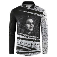 Katherine Johnson Button Sweatshirt with Orbital Space Portrait, Historic NASA Launch Dates and Physics