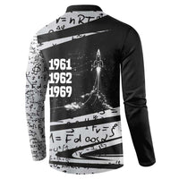 Katherine Johnson Button Sweatshirt with Orbital Space Portrait, Historic NASA Launch Dates and Physics