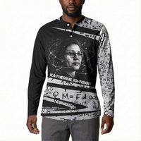 Katherine Johnson Button Sweatshirt with Orbital Space Portrait, Historic NASA Launch Dates and Physics