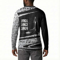 Katherine Johnson Button Sweatshirt with Orbital Space Portrait, Historic NASA Launch Dates and Physics