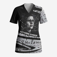 Katherine Johnson Scrub Top with Orbital Space Portrait, Historic NASA Launch Dates and Physics - Wonder Print Shop