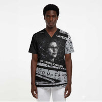 Katherine Johnson Scrub Top with Orbital Space Portrait, Historic NASA Launch Dates and Physics - Wonder Print Shop
