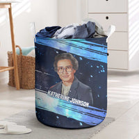 Katherine Johnson Laundry Basket with Galaxy Background, Hidden No More Quote and Rocket Brain Equation - Wonder Print Shop