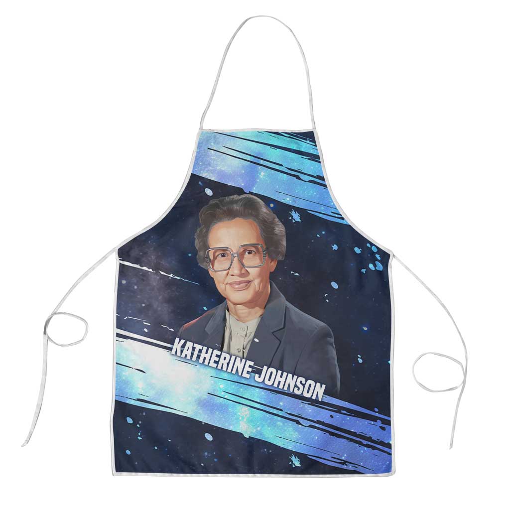 Katherine Johnson Apron with Galaxy Background, Hidden No More Quote and Rocket Brain Equation - Wonder Print Shop