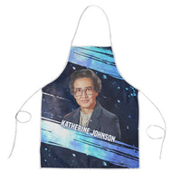 Katherine Johnson Apron with Galaxy Background, Hidden No More Quote and Rocket Brain Equation - Wonder Print Shop
