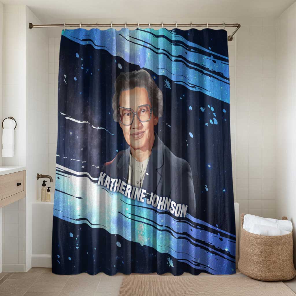 Katherine Johnson Bathroom Set with Galaxy Background, Hidden No More Quote and Rocket Brain Equation - Wonder Print Shop