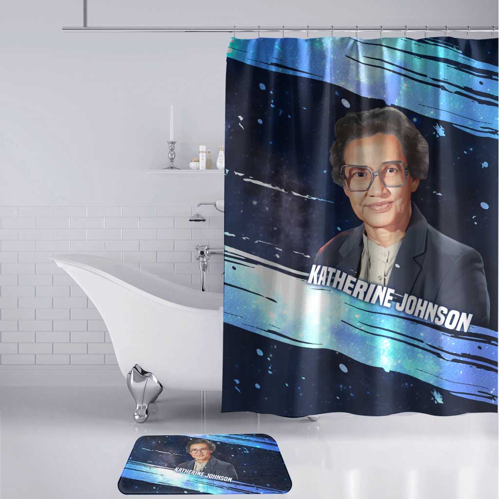 Katherine Johnson Bathroom Set with Galaxy Background, Hidden No More Quote and Rocket Brain Equation - Wonder Print Shop