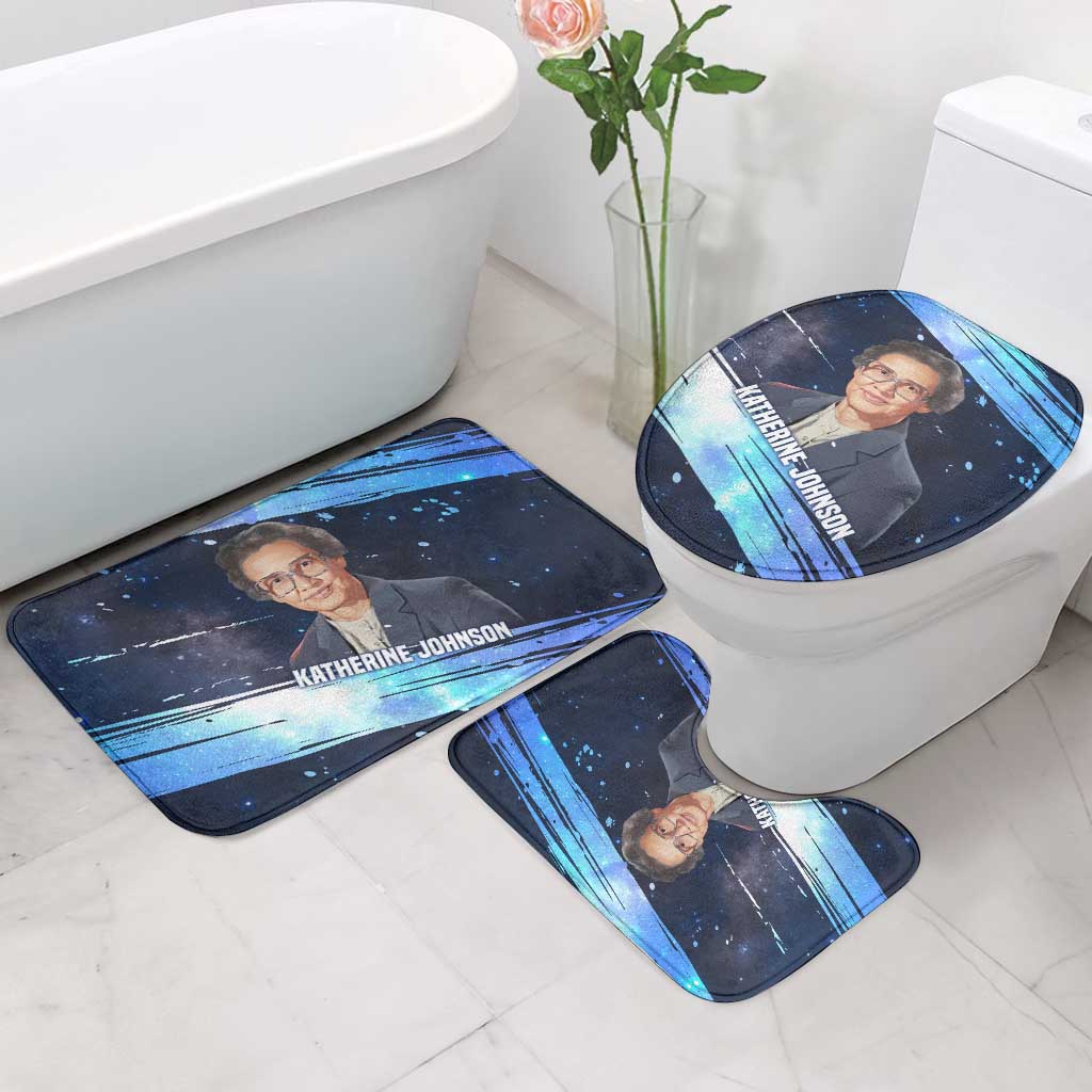 Katherine Johnson Bathroom Set with Galaxy Background, Hidden No More Quote and Rocket Brain Equation - Wonder Print Shop