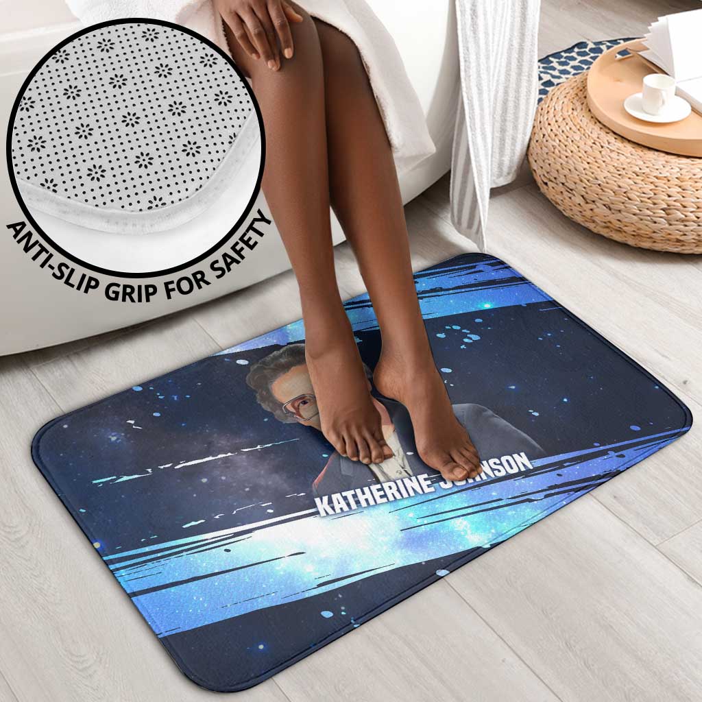 Katherine Johnson Bathroom Set with Galaxy Background, Hidden No More Quote and Rocket Brain Equation - Wonder Print Shop