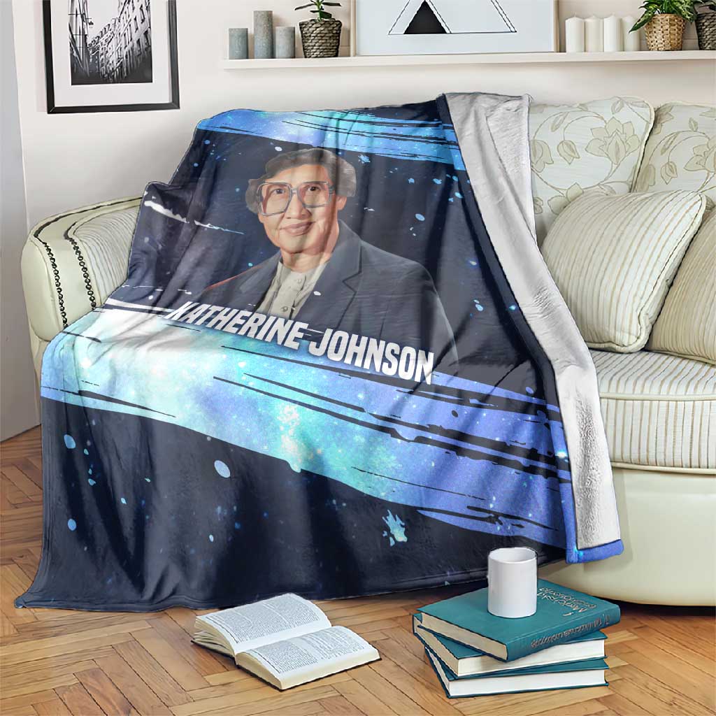 Katherine Johnson Blanket with Galaxy Background, Hidden No More Quote and Rocket Brain Equation - Wonder Print Shop
