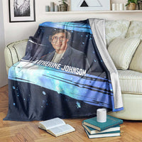 Katherine Johnson Blanket with Galaxy Background, Hidden No More Quote and Rocket Brain Equation - Wonder Print Shop