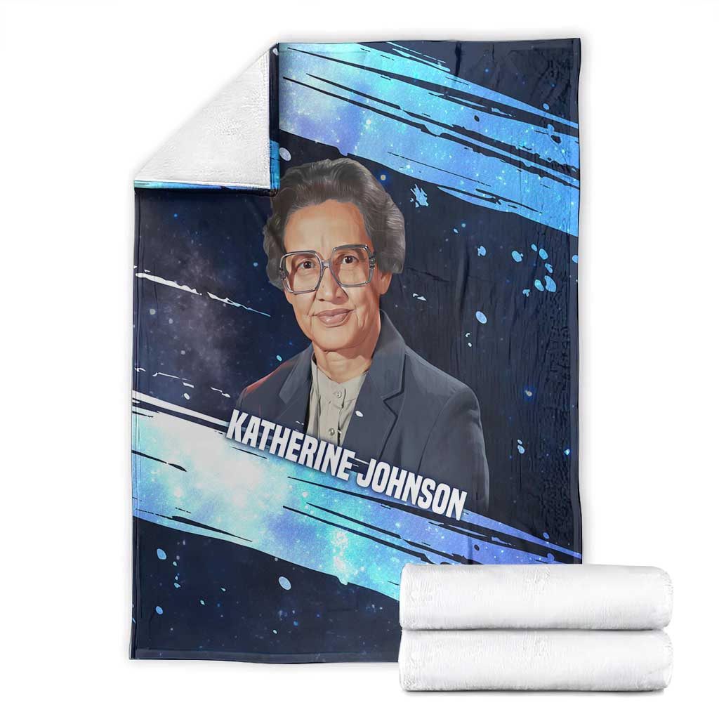 Katherine Johnson Blanket with Galaxy Background, Hidden No More Quote and Rocket Brain Equation - Wonder Print Shop