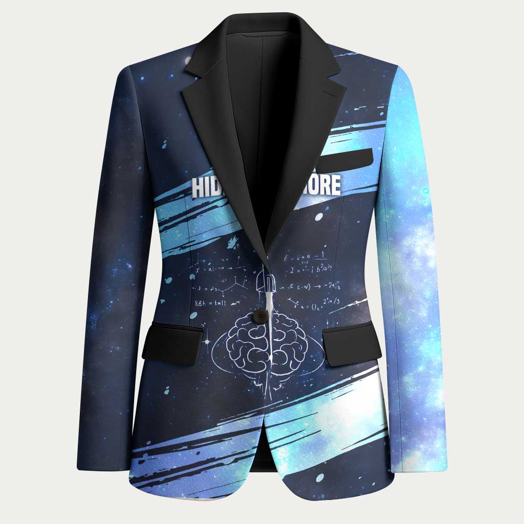 Katherine Johnson Blazer with Galaxy Background, Hidden No More Quote and Rocket Brain Equation - Wonder Print Shop