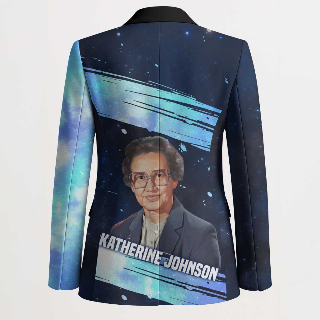 Katherine Johnson Blazer with Galaxy Background, Hidden No More Quote and Rocket Brain Equation - Wonder Print Shop