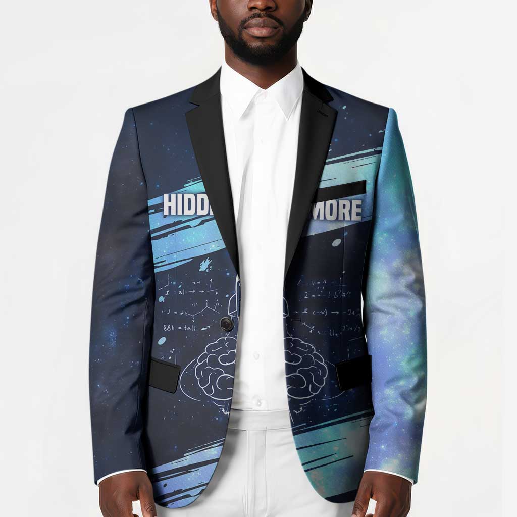 Katherine Johnson Blazer with Galaxy Background, Hidden No More Quote and Rocket Brain Equation - Wonder Print Shop