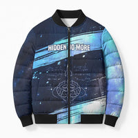 Katherine Johnson Bomber Puffer Jacket with Galaxy Background, Hidden No More Quote and Rocket Brain Equation - Wonder Print Shop