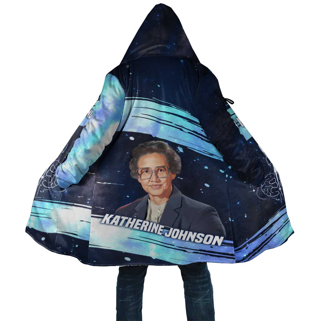 Katherine Johnson Cloak with Galaxy Background, Hidden No More Quote and Rocket Brain Equation - Wonder Print Shop